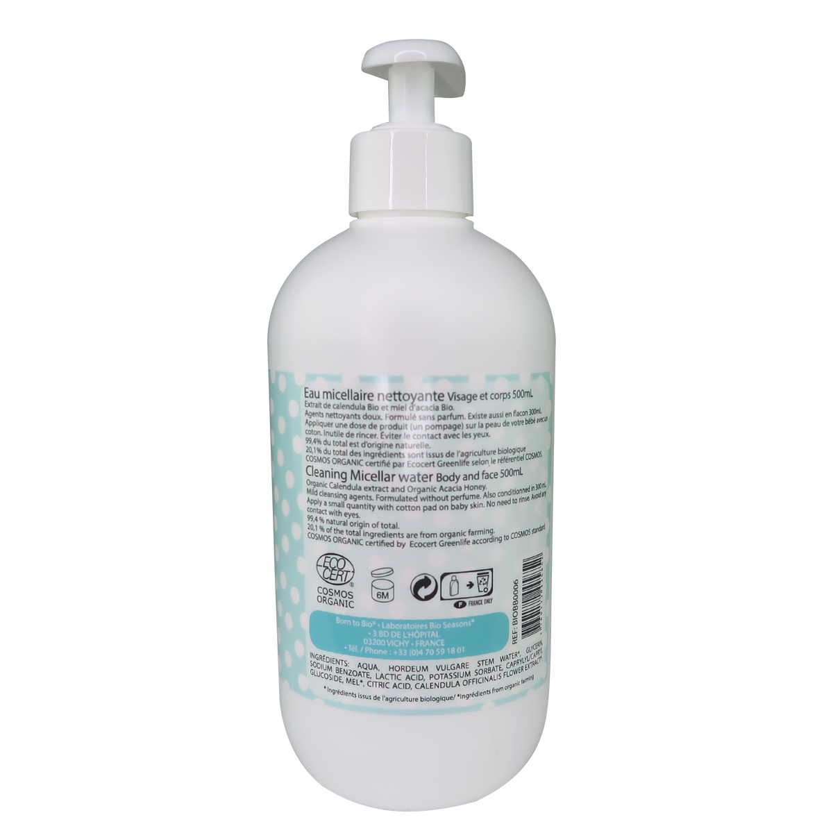 EAU MICELLAIRE NETTOYANTE -  500 ML - VISAGE ET CORPS
