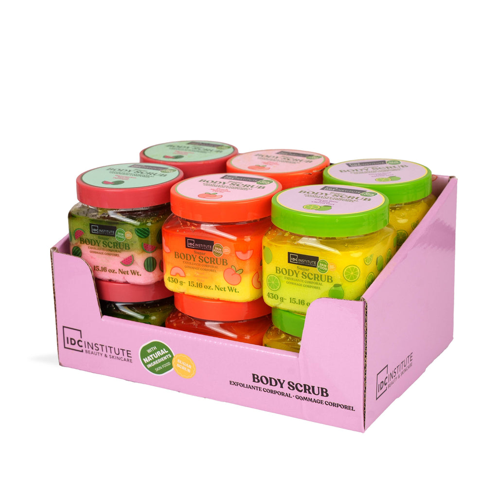 Assortiment de gommages corporels au sucre — présentoir de 12 unités - IDC Institute