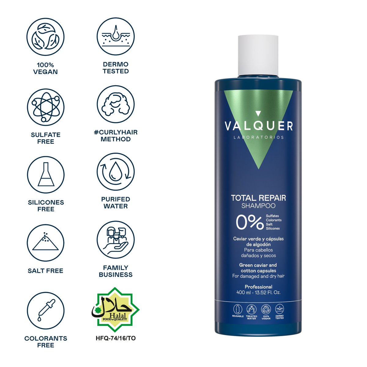 Shampooing Réparation Totale 0 % Cheveux Abîmés - 400 ml