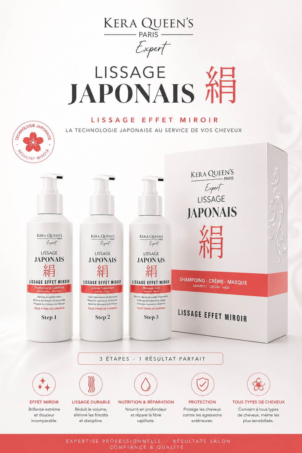 Lissage Japonais effet miroir  3x150ml
