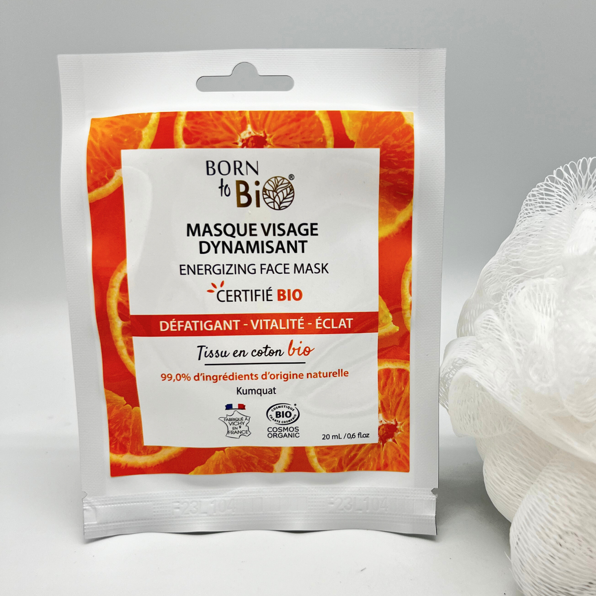 Masque visage Dynamisant en coton - Certifié Bio